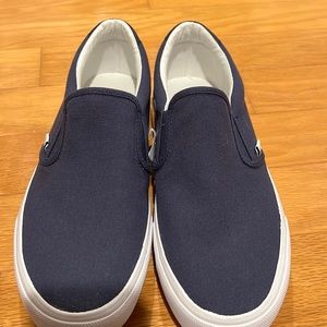J. Crew Canvas slip-on sneakers. Washed navy color.  Men’s Size 12M.